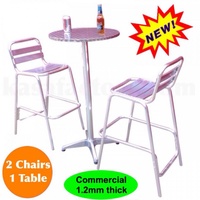 BAR TABLE AND BAR CHAIRS SET ALUMINIUM OUTDOOR CAFE RESTAURANT PUB COMMERCIAL!!!