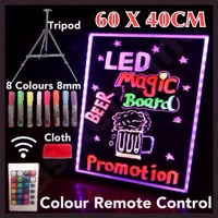 NEW 60X40CM LED WRITING BOARD NEON SIGN TRIPOD SIGNAGE FLUORESCENT LIGHT REMOTE