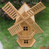 NEW 90CM WOODEN WINDMILL GARDEN ORNAMENT PLANT HOLDER OUTDOOR STATUE BIRD HOUSE!
