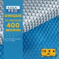 BLUE / SILVER 400 MICRON KASABubble TECHNOLOGY SWIMMING POOL COVER 4 x 10m