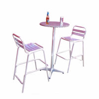 Kasa Aluminium Bar Stool Chairs Set Barstool Outdoor Cafe Table 3 Pcs