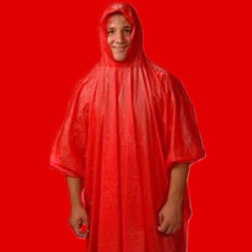 NEW RED EMERGENCY RAIN PONCHO WATERPROOF RAIN CAPE ONE SIZE FITS ALL REUSABLE  