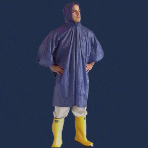 DARK BLUE EMERGENCY RAIN PONCHO WATERPROOF RAIN CAPE ONE SIZE FITS ALL REUSABLE!