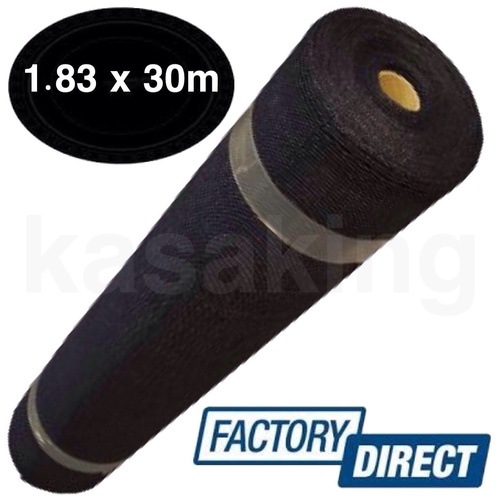 HIGH UV BLOCK, HEAVY DUTY BLACK SHADE CLOTH 1.83 x 30m SHADE SAILS, PEGOLAS