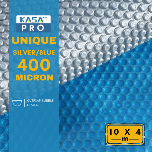 BLUE / SILVER 400 MICRON KASABubble TECHNOLOGY SWIMMING POOL COVER 4 x 10m