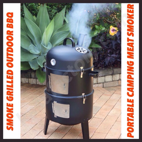 KASA BLACK BBQ CHARCOAL GRILL BARBECUE SMOKER GARDEN OUTDOOR COOKING MEAT SMOKE!
